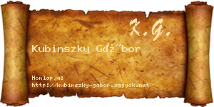 Kubinszky Gábor névjegykártya
