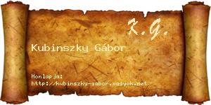 Kubinszky Gábor névjegykártya
